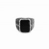925 Sterling Silver Governor Ring with Onyx Stone Front View