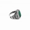 925 Sterling Silver Warrior Ring with Green Agate Stone Side View