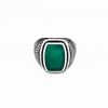 S925 Warrior Ring with Green Agate Stone Front View