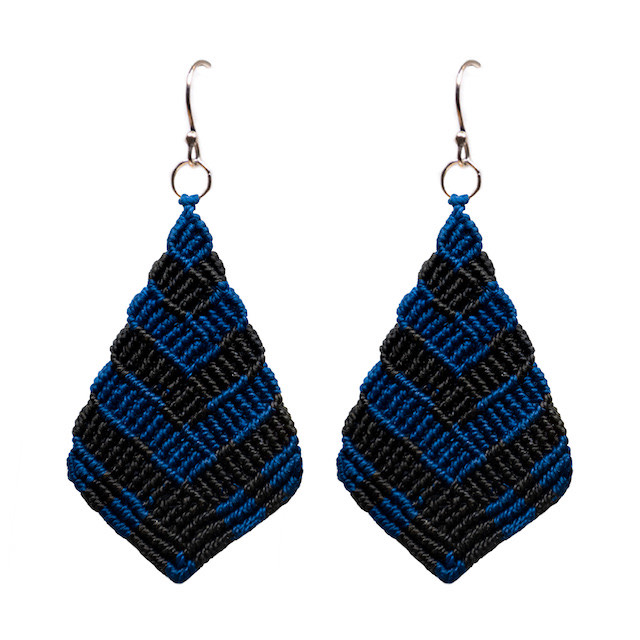Pair of Blue & Black - Tree of Hearts Earrings