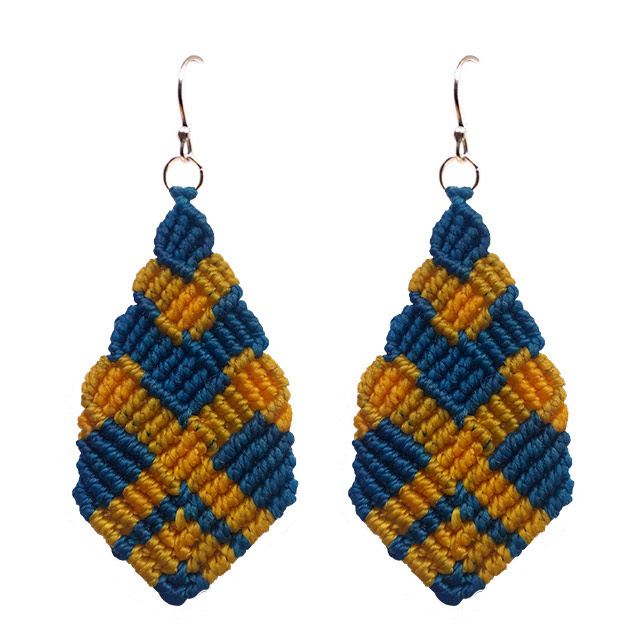 Pair of Blue Yellow Tree of Hearts Earrings