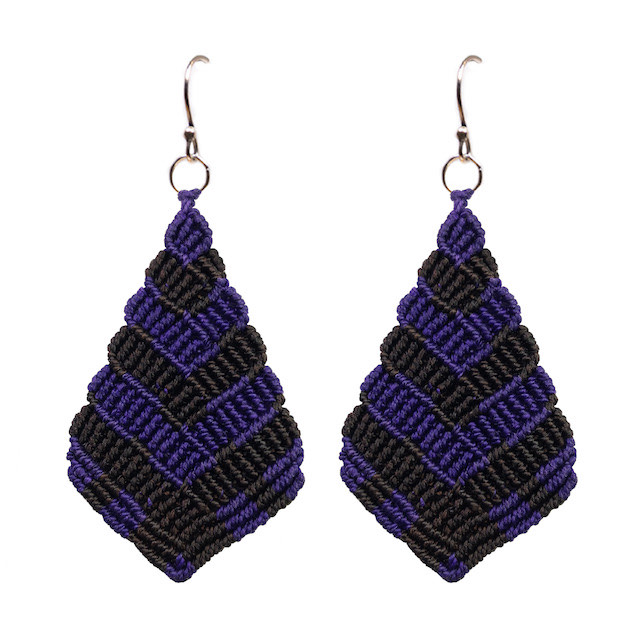 Pair of Purple & Black - Tree of Hearts Earrings