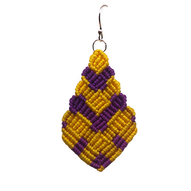 Single Yellow Purple Tree of Hearts Earring