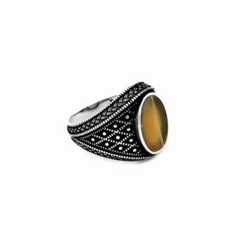 S925 Emperor Ring with Agate Stone Right Side View