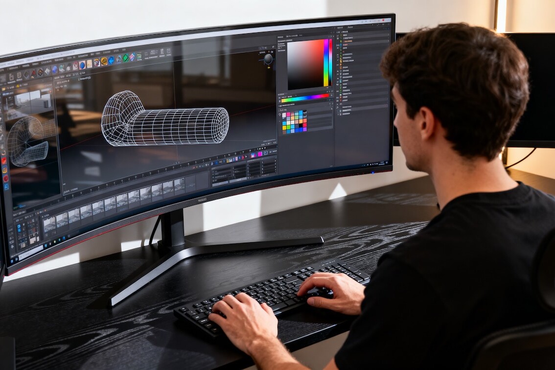 A person designing on Photoshop